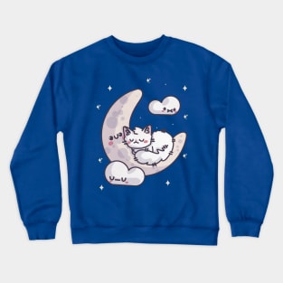 Kawaii Cat Sleeping on the Moon Crewneck Sweatshirt